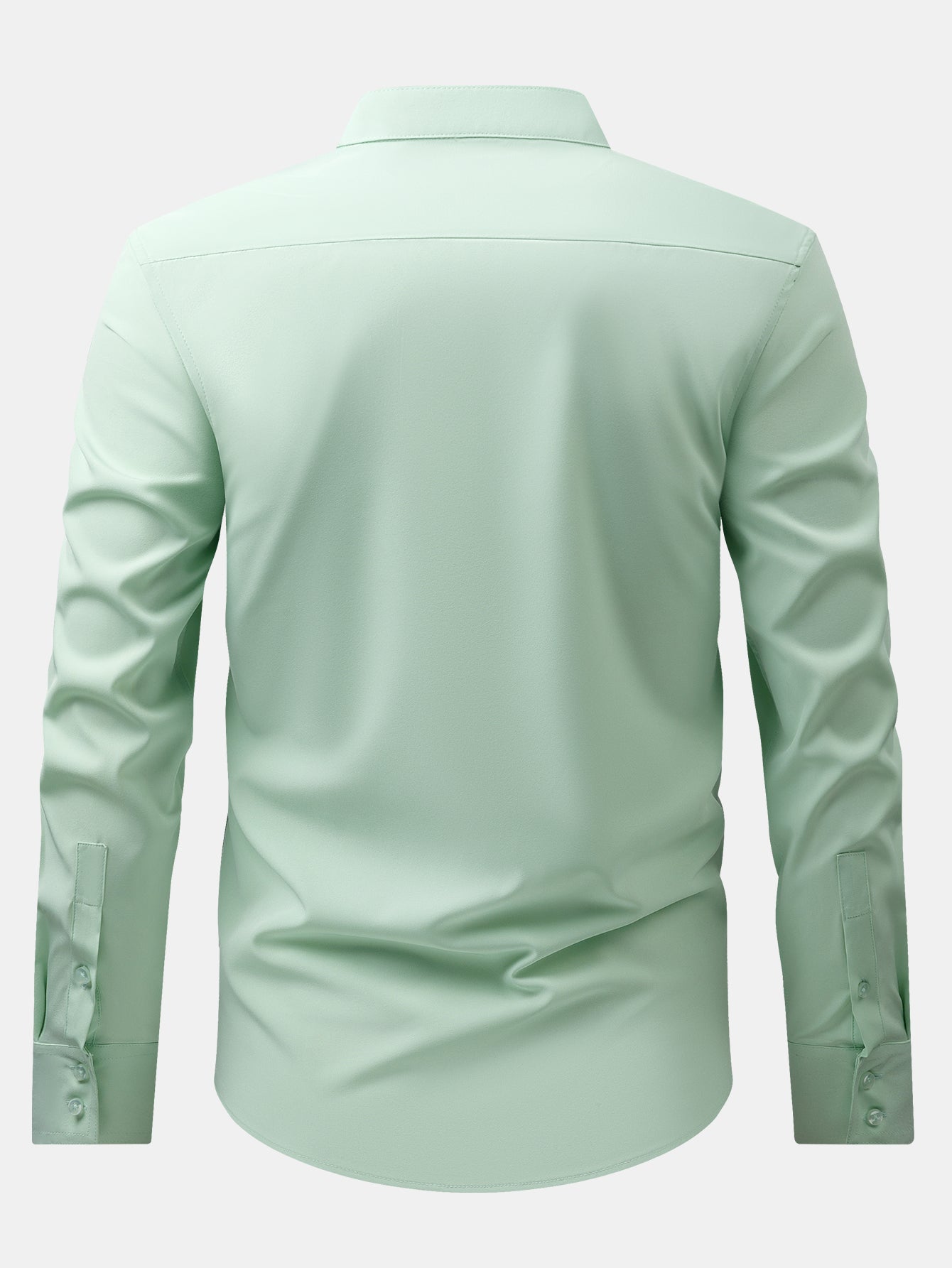 Non-Iron Hidden Placket Stand Collar Dress Shirt