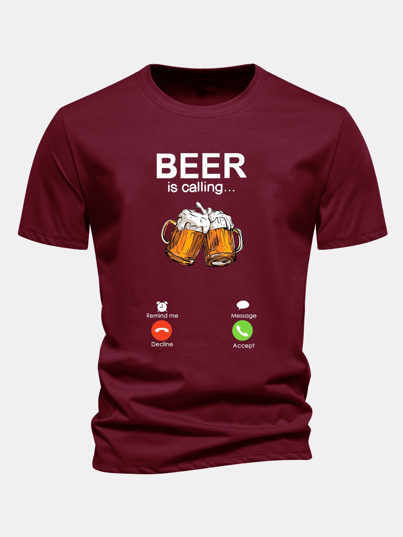 Regular Fit Beer Is Calling Print Cotton T-Shirt