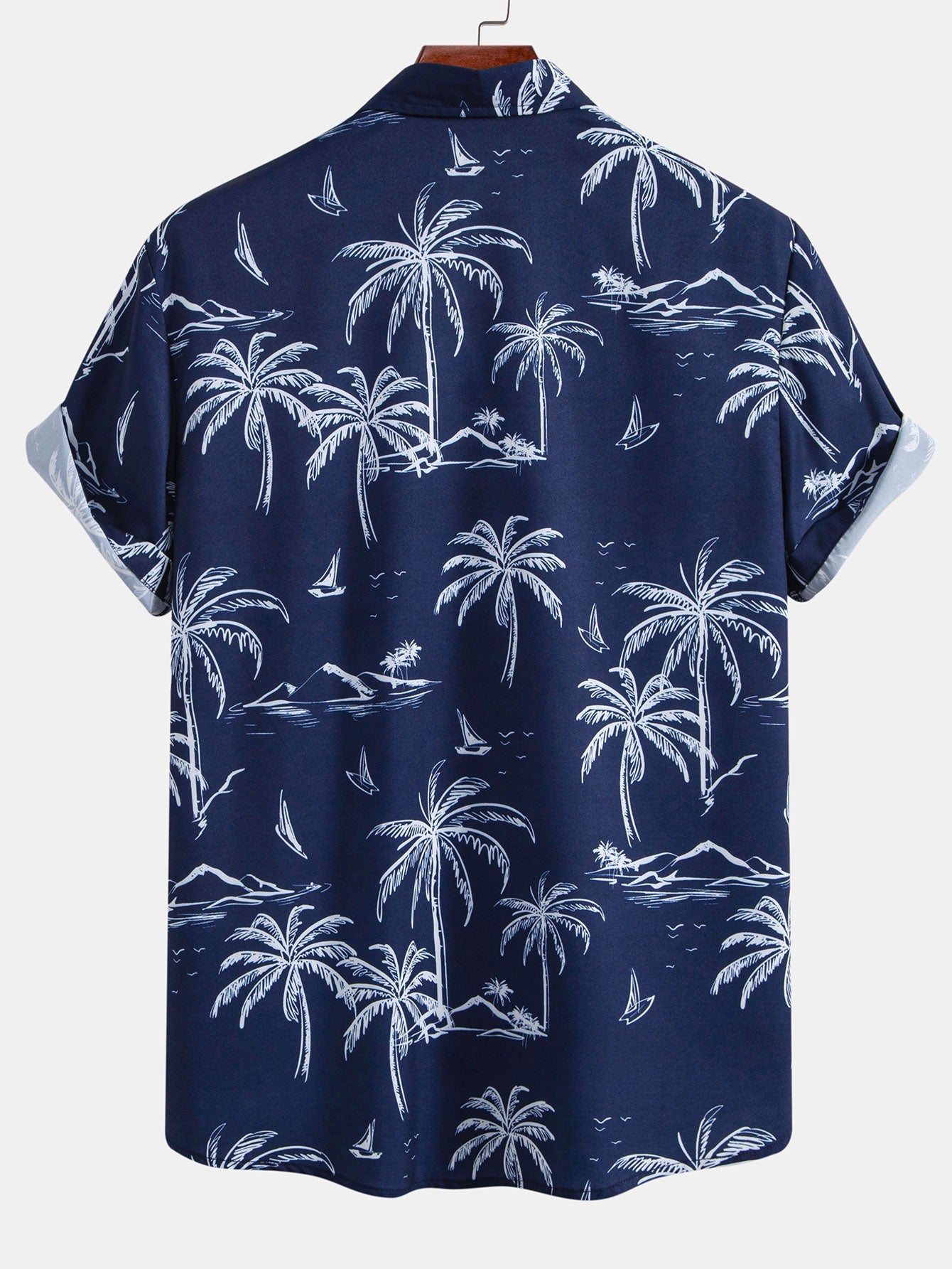 Palm Tree Island Print Button Up Shirt