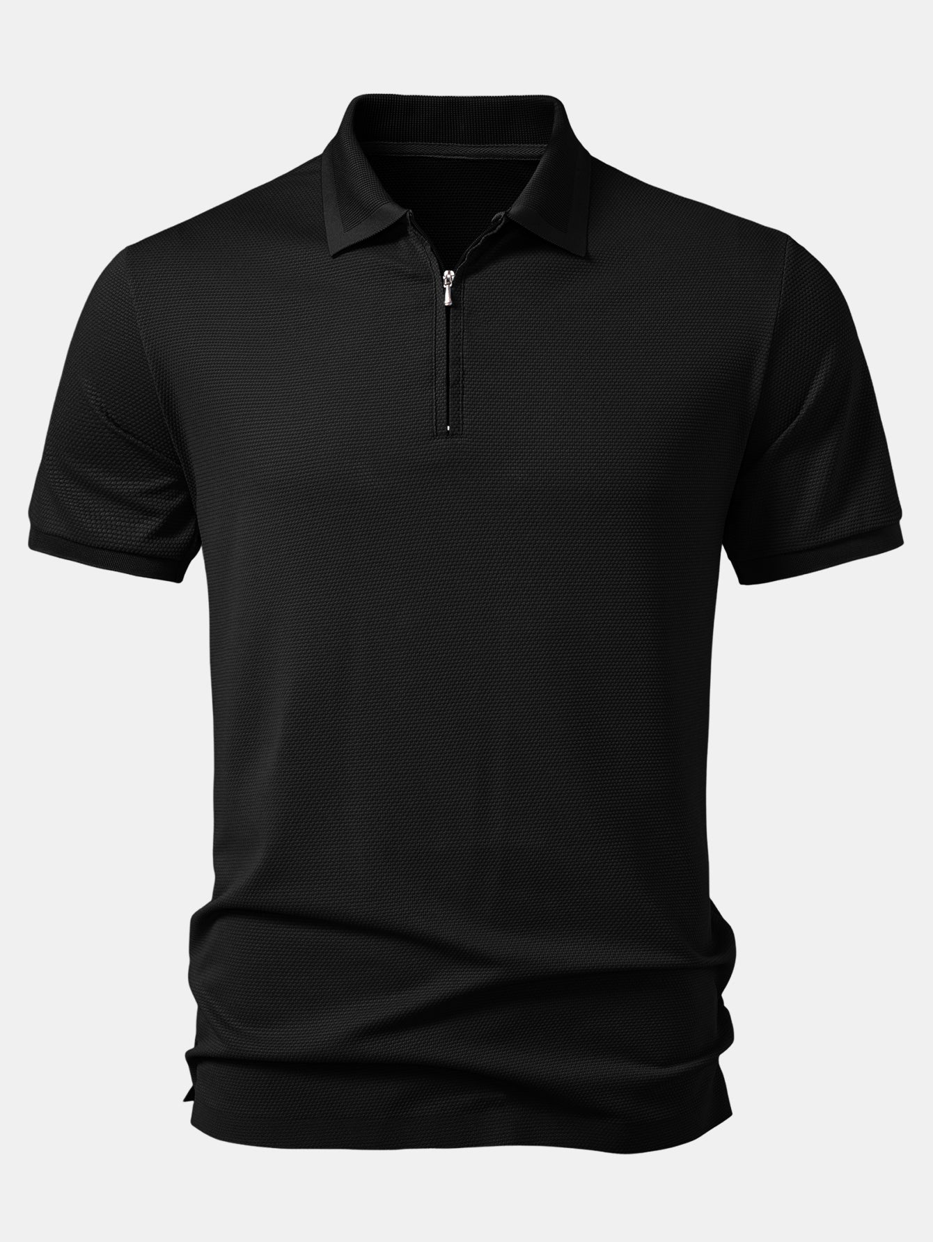 Pineapple Textured Zipper Polo