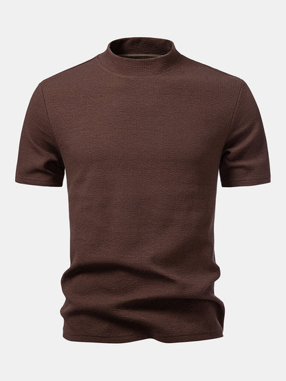 Ribbed Mock Neck T-Shirt