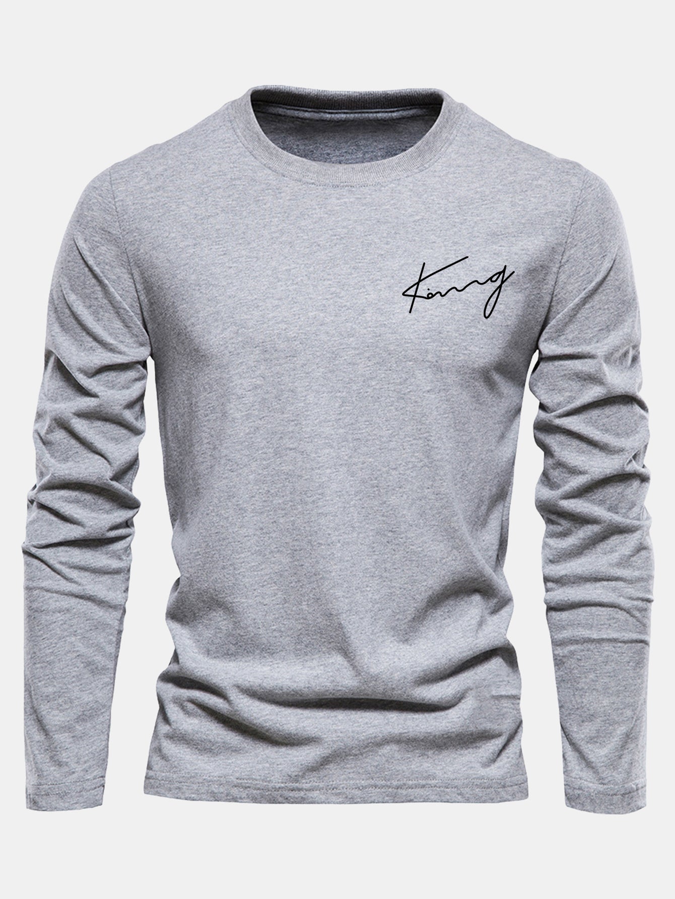 Long Sleeve King Print Cotton T-Shirt