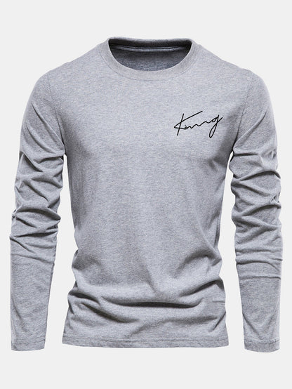Long Sleeve King Print Cotton T-Shirt