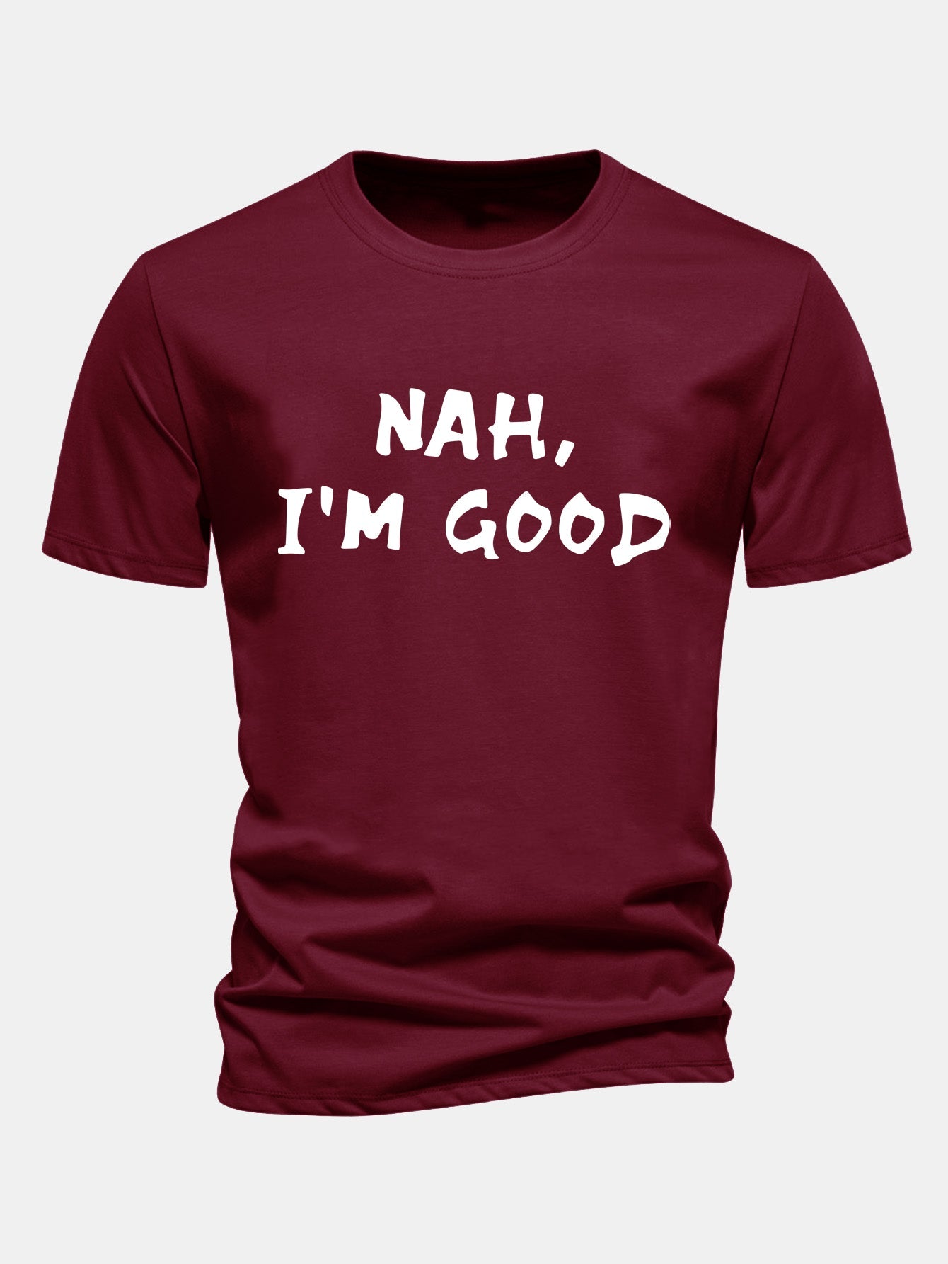 Regular Fit Nah I'm Good Print Cotton T-Shirt