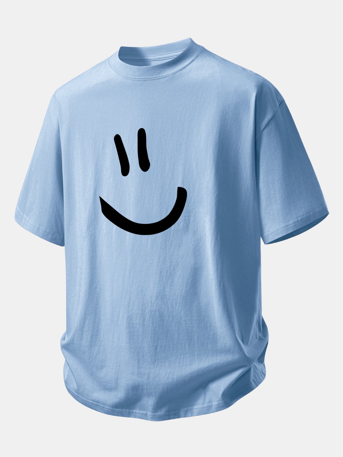 Relax Fit Smiley Face Print Cotton T-Shirt