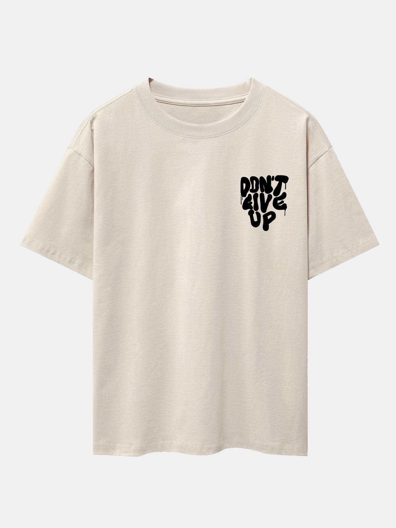 Don't Give Up Print Drop Shoulder Oversize T-Shirt
