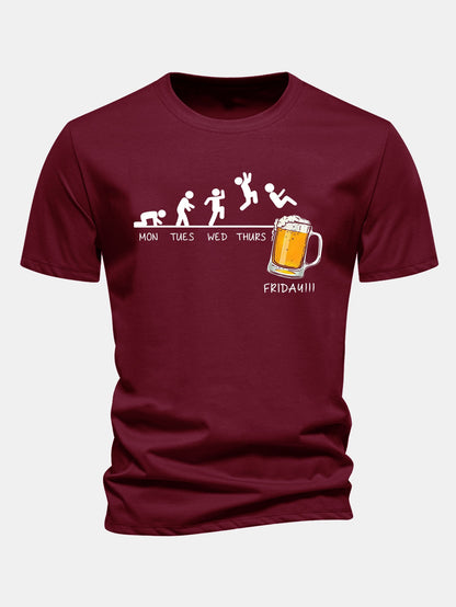 Regular Fit Beer Weekly Evolution Print Cotton T-Shirt
