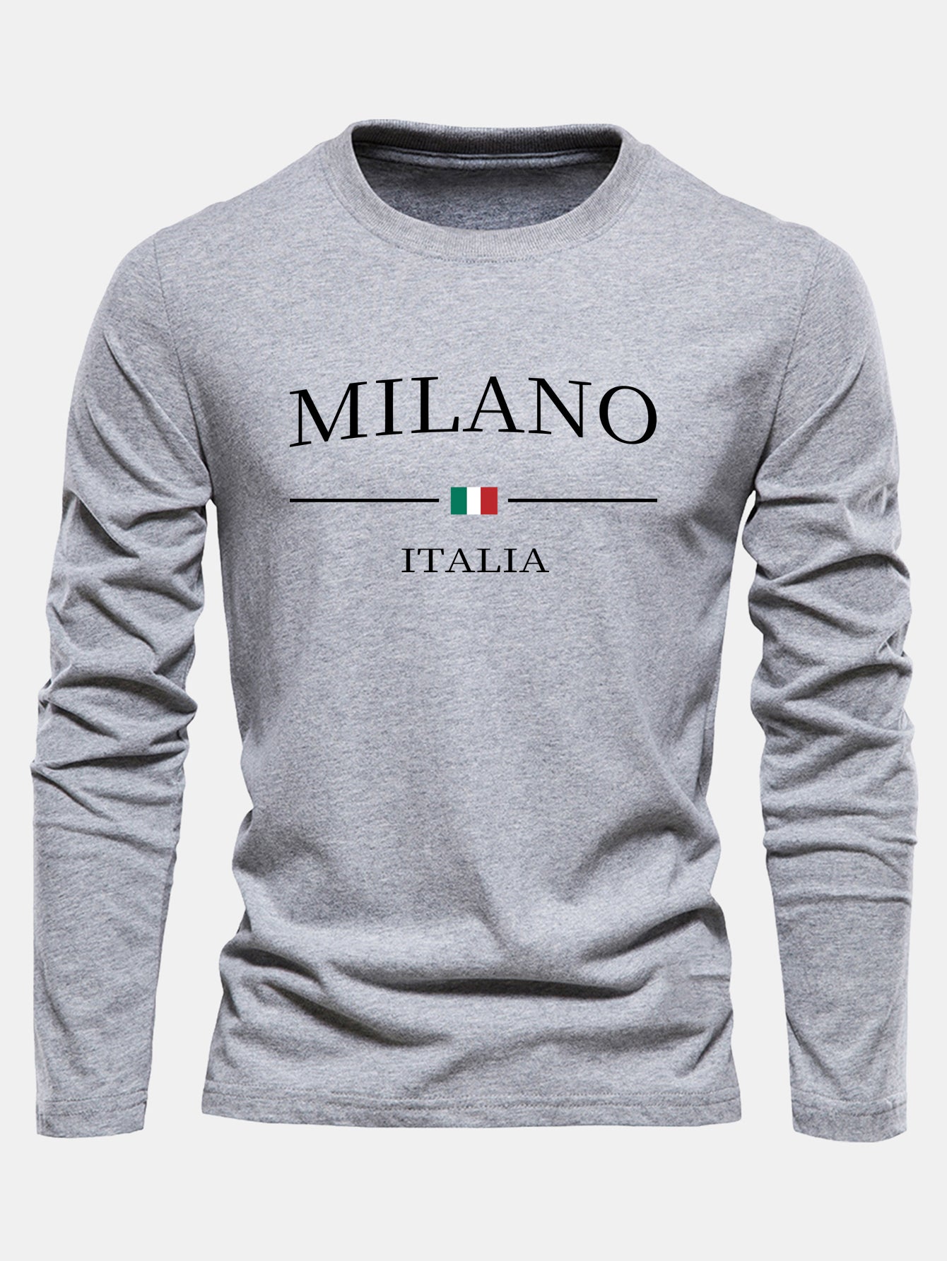 Long Sleeve Milano Print Cotton T-Shirt