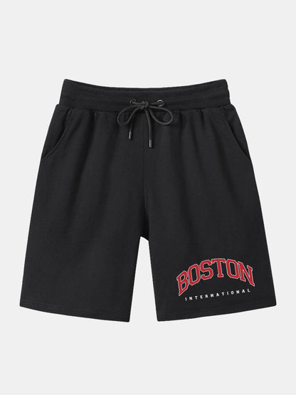 Boston Print Mid Length Shorts