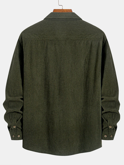 Long Sleeve Corduroy Pocket Button Up Shirt