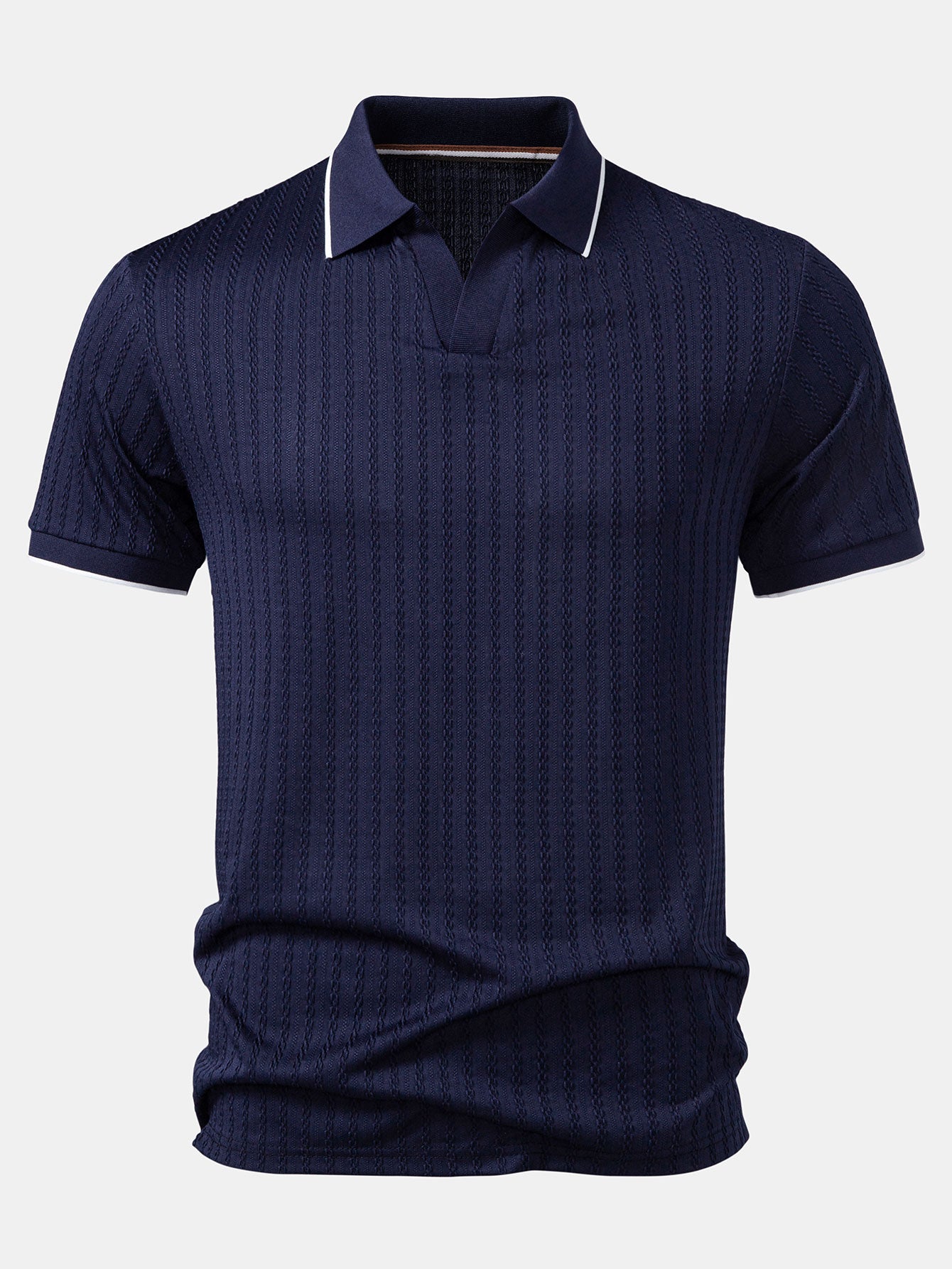 Contrast Trim Textured Knit Polo