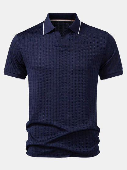 Contrast Trim Textured Knit Polo