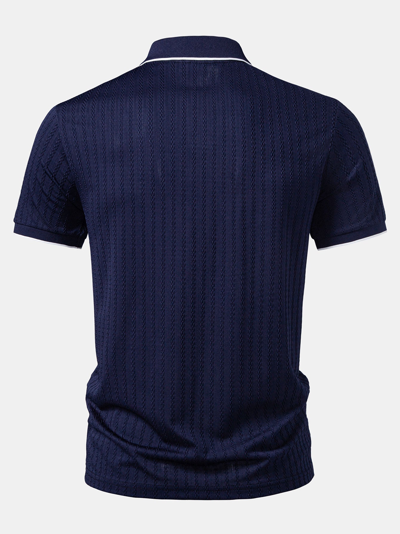 Contrast Trim Textured Knit Polo