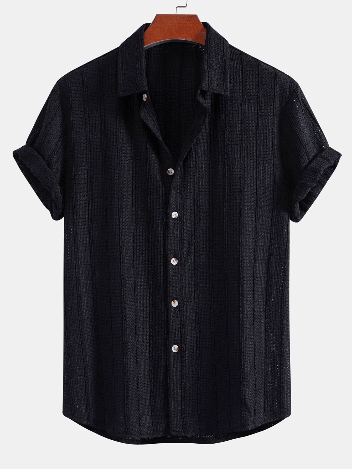 Textured Striped Button Up Shirt