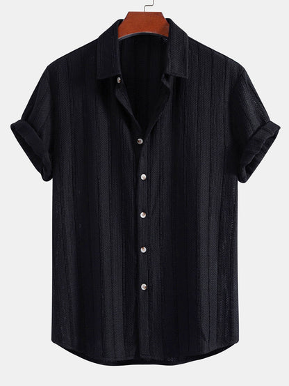 Textured Striped Button Up Shirt