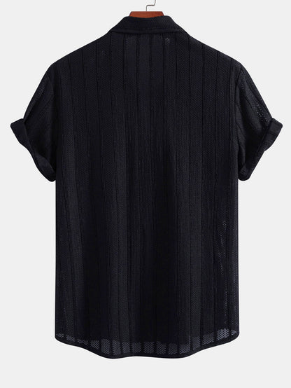 Textured Striped Button Up Shirt