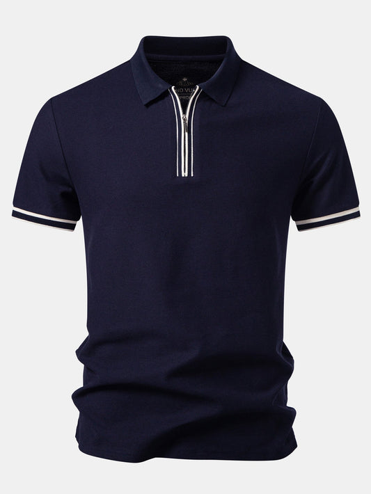 Contrast Trim Zipper Polo