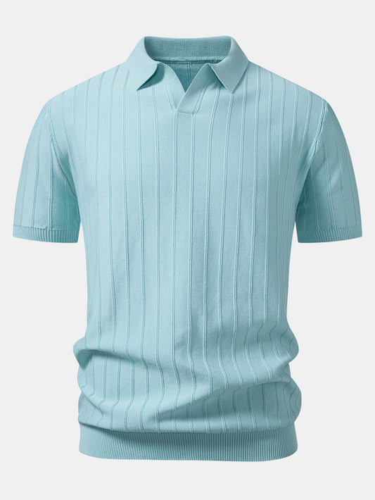 Stripe Johnny Collar Knit Polo