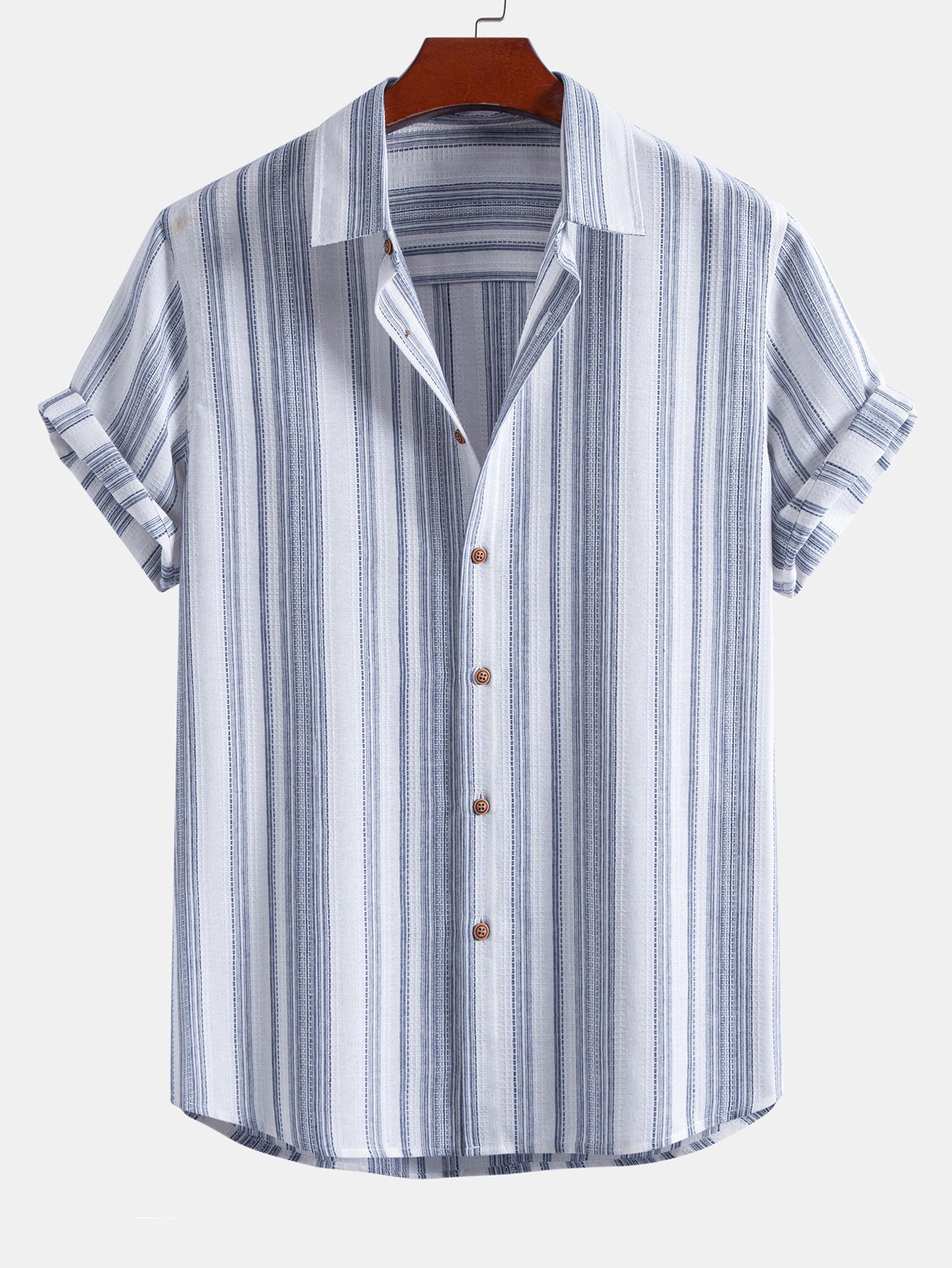 Stripe Linen Look Button Up Shirt