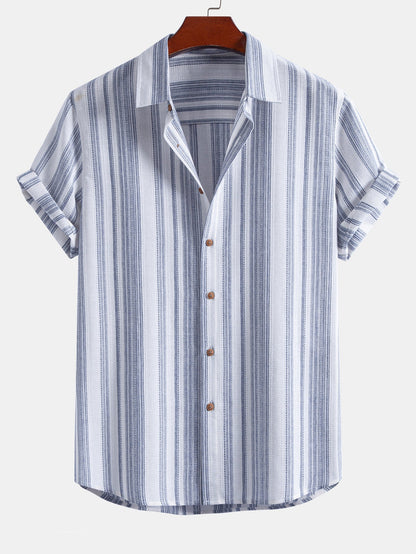 Stripe Linen Look Button Up Shirt