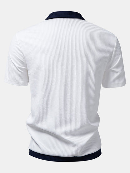 Contrast Ribbed Button Up Shirt