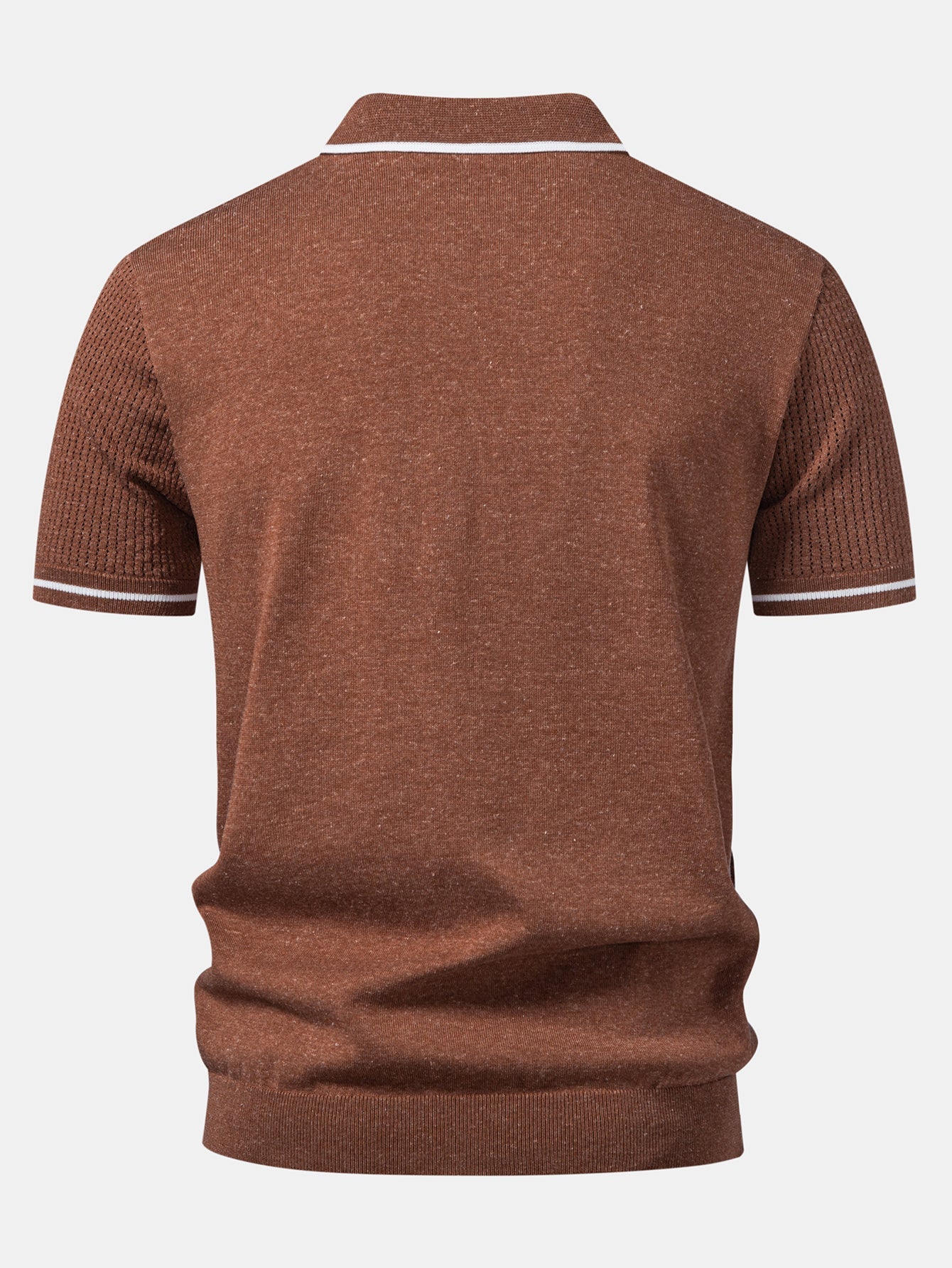 Contrast Stripe Trim Pocket Johnny Collar Knit Polo