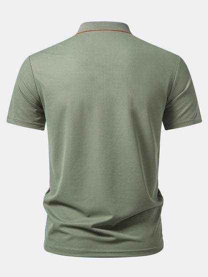 Textured Zipper Polo