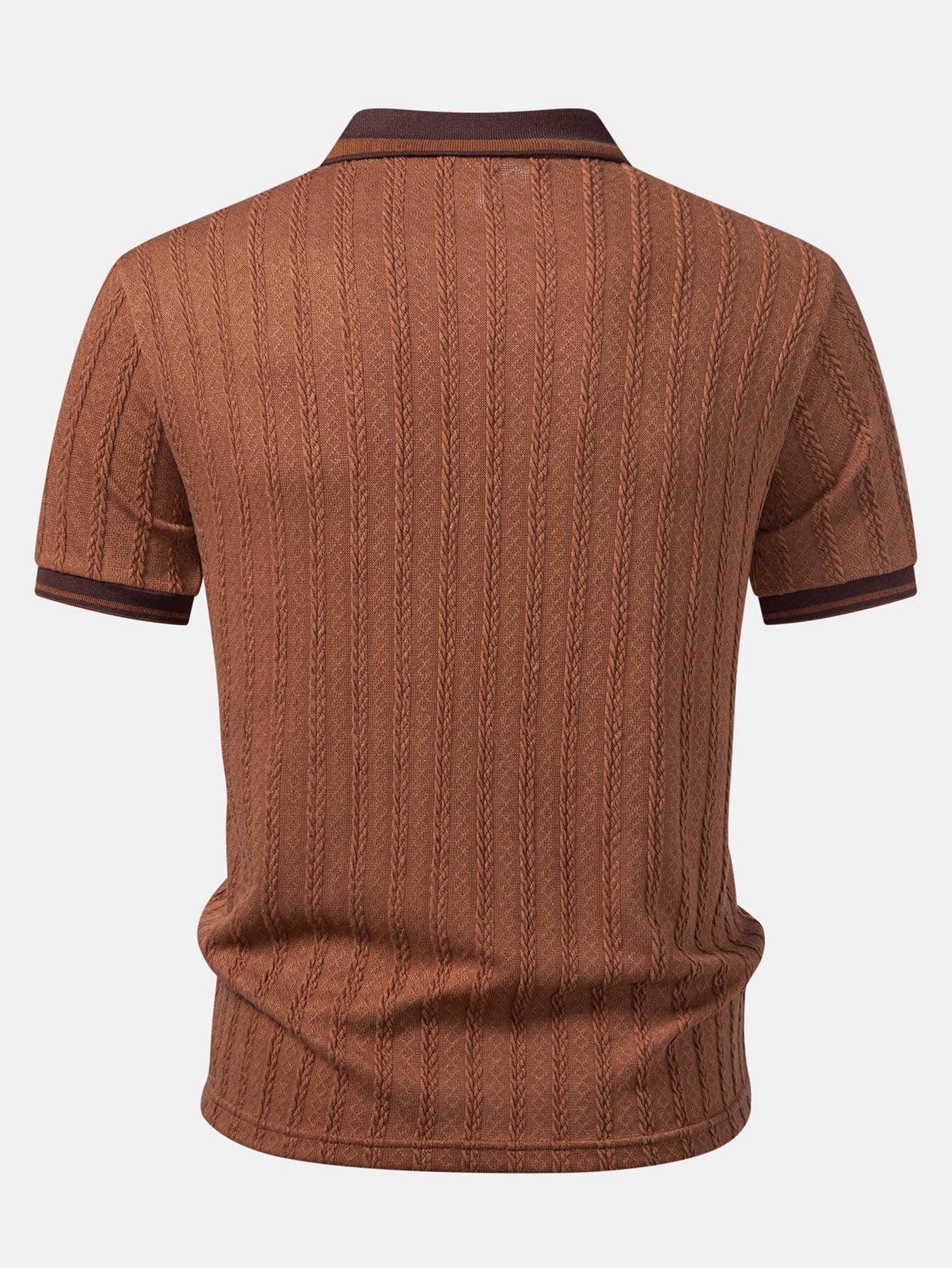 Wheat Ear Jacquard Zipper Knit Polo