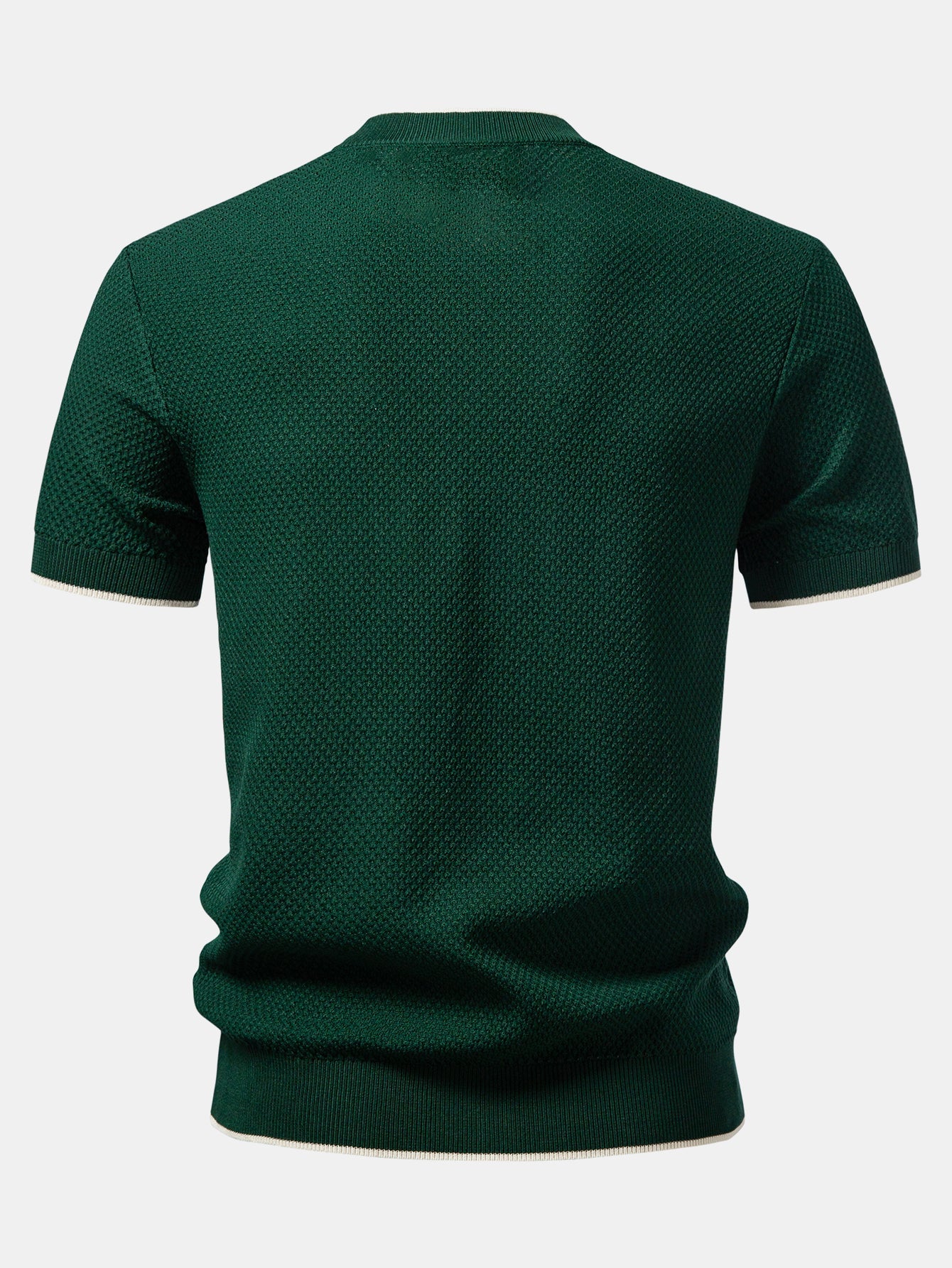 Contrast Trim Textured Knit T-Shirt
