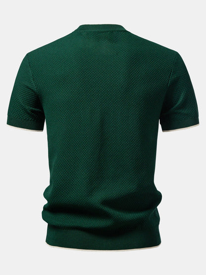 Contrast Trim Textured Knit T-Shirt
