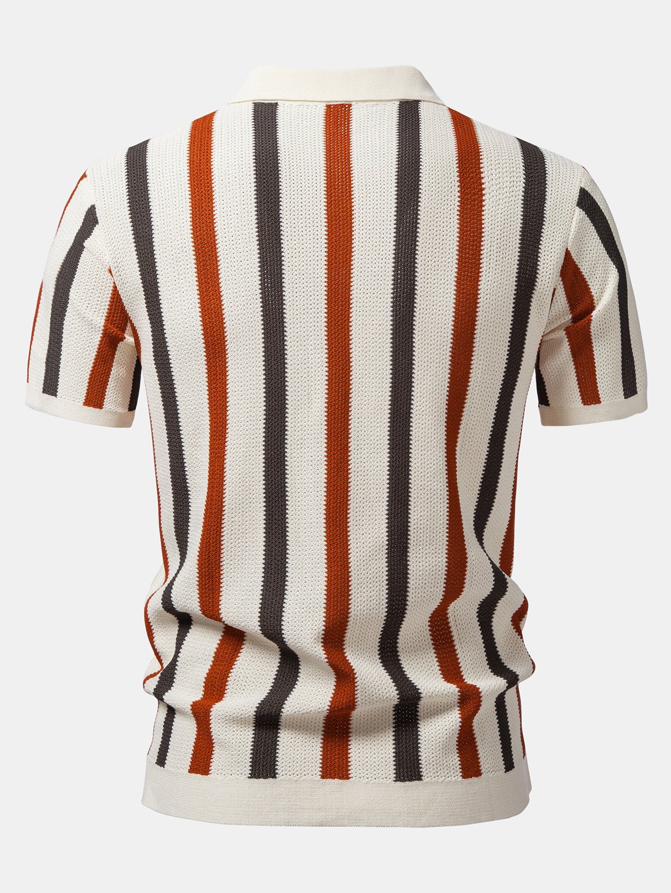 Striped Knit Johnny Collar Polo