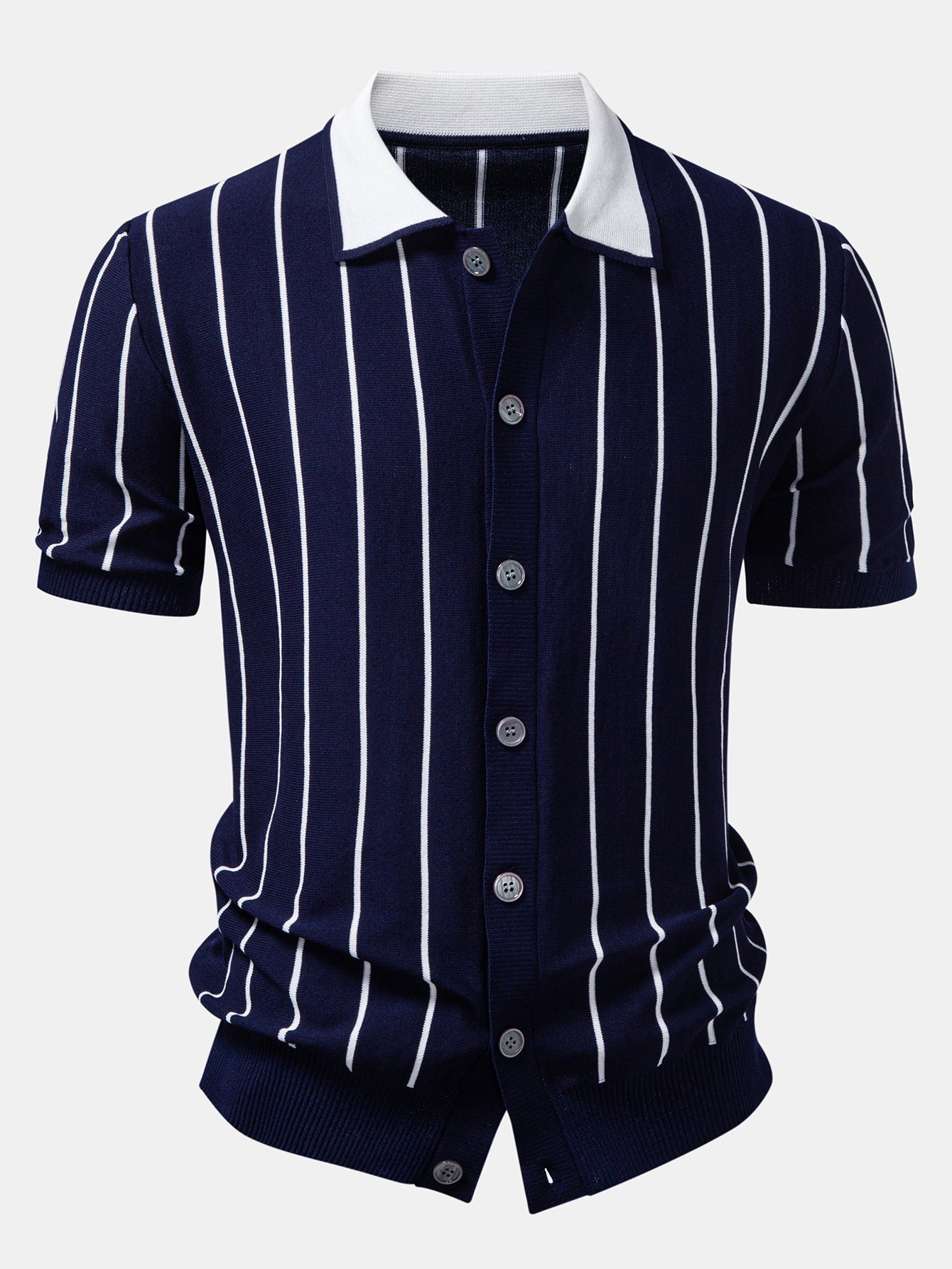 Stripe Button Up Knit Shirt