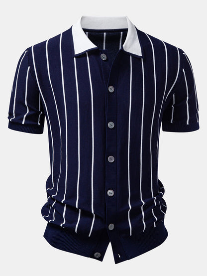 Stripe Button Up Knit Shirt