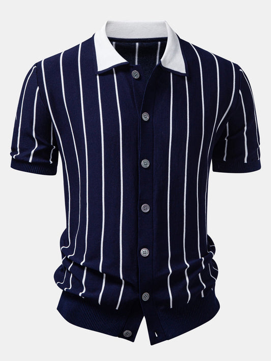 Stripe Button Up Knit Shirt