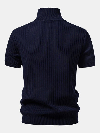 Ribbed Quarter Zip Knit Polo