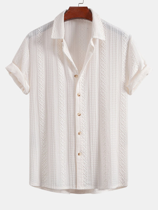 Geometric Jacquard Button Up Shirt