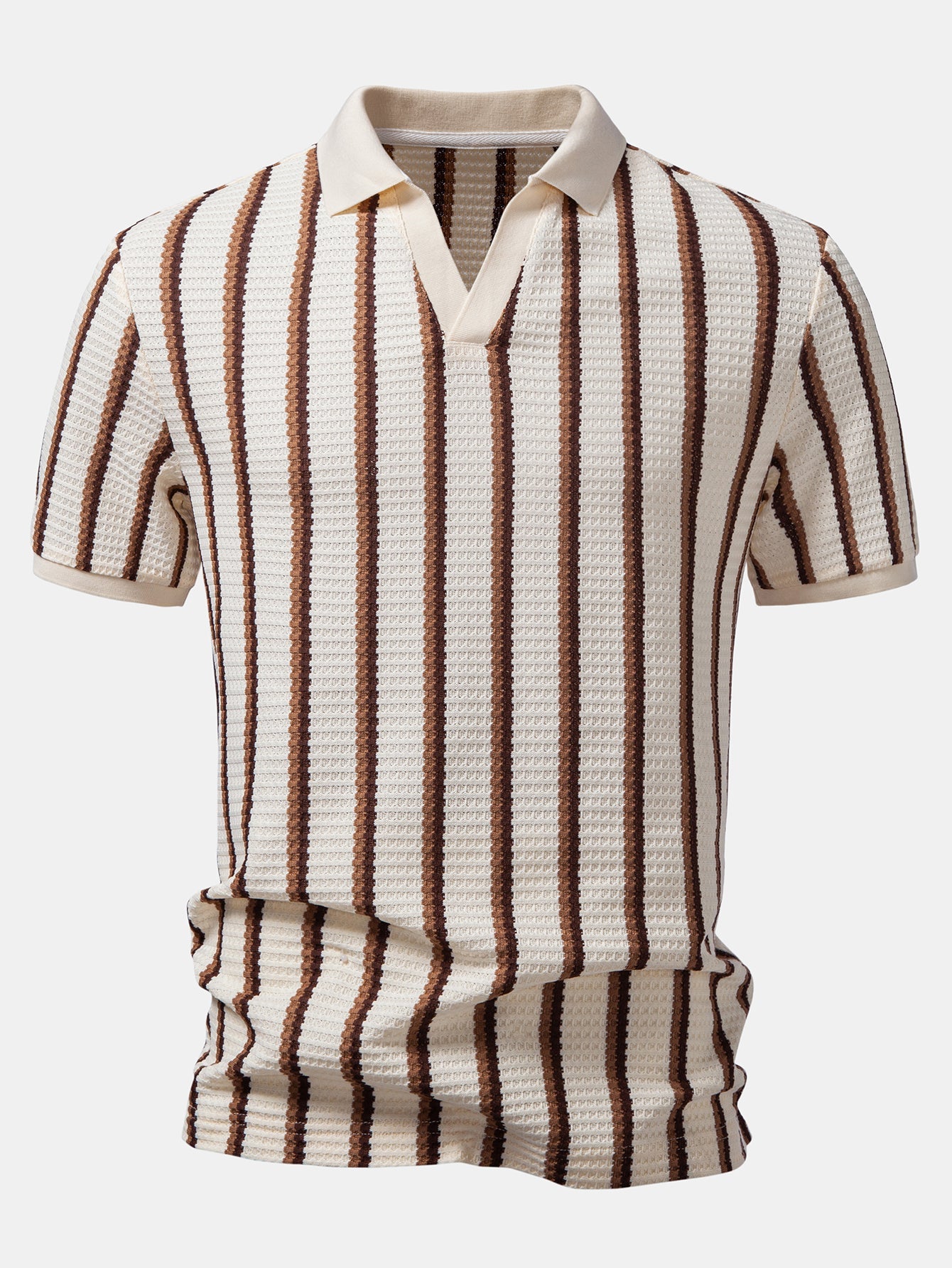 Waffle Stripe Johnny Collar Polo