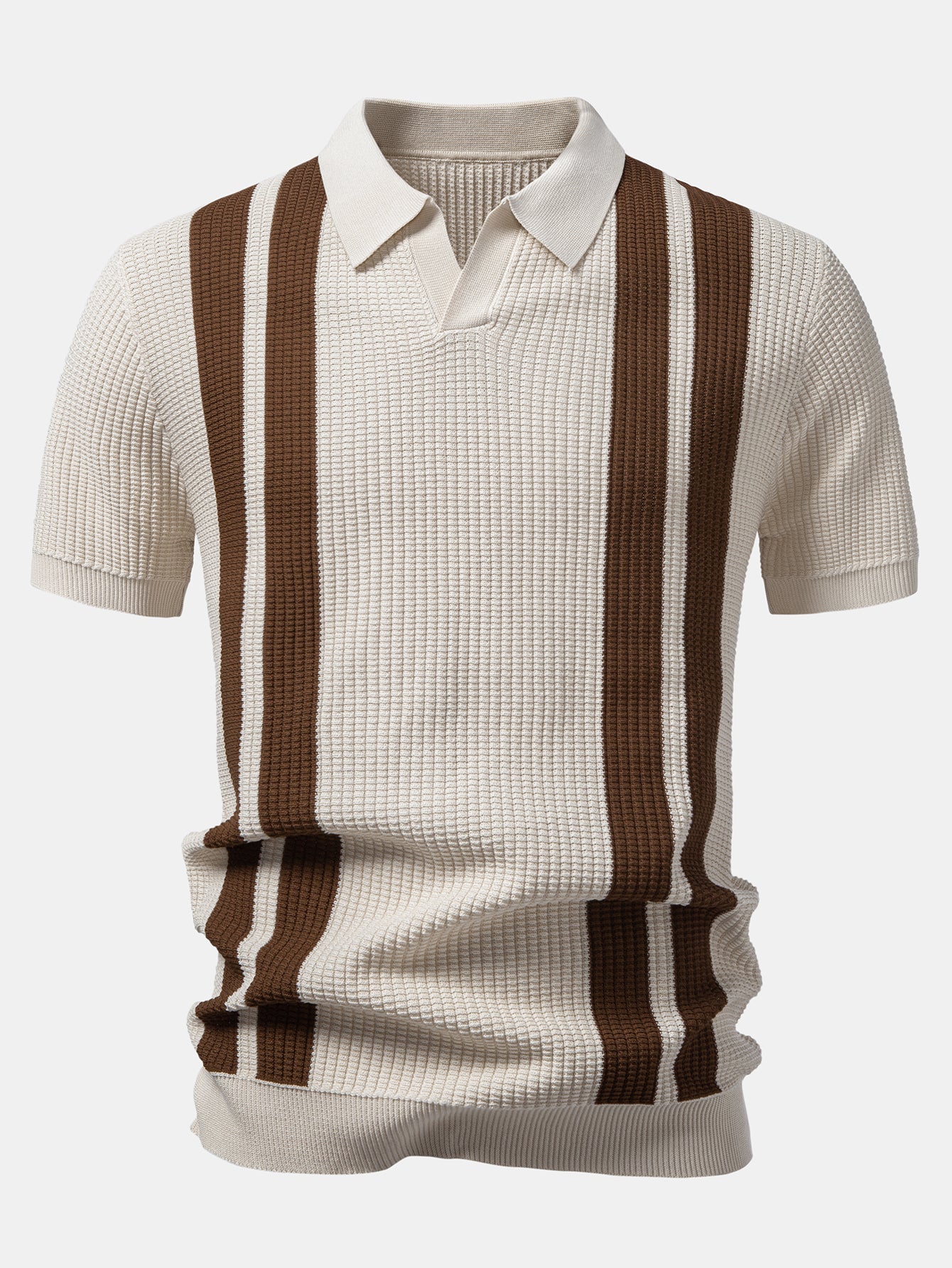 Stripe Johnny Collar Knit Polo