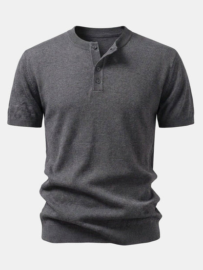 Short Sleeve Knit Henley Shirt