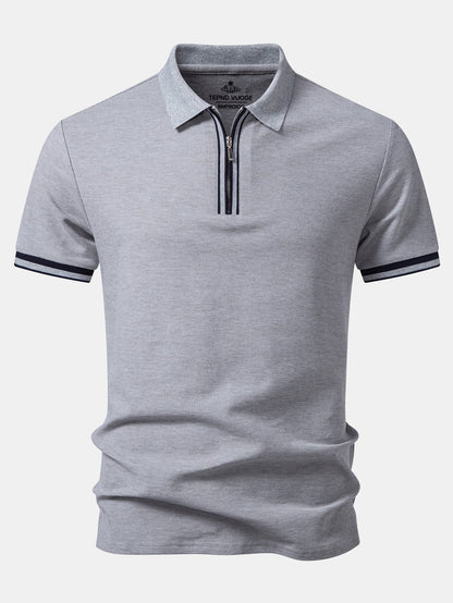 Contrast Trim Zipper Polo