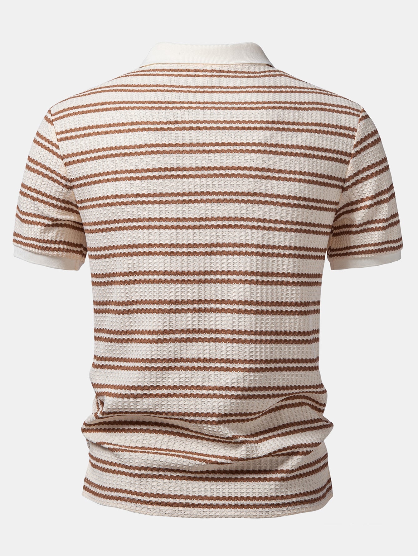 Stripe Waffle Johnny Collar Polo