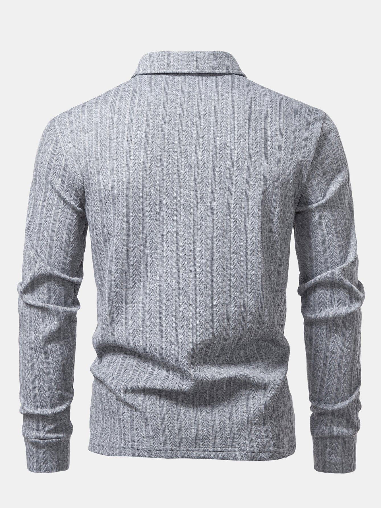 Long Sleeve Wheat Ear Jacquard Polo Shirt