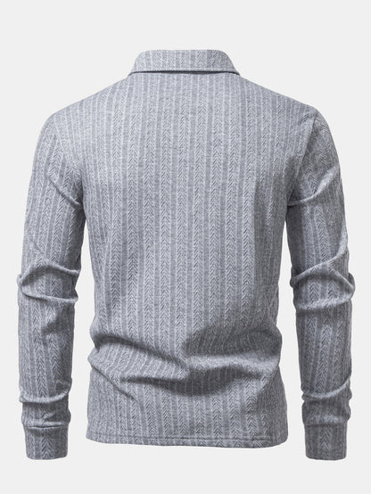Long Sleeve Wheat Ear Jacquard Polo Shirt