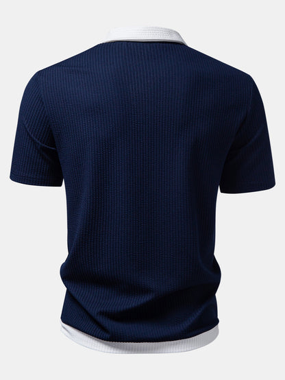 Contrast Ribbed Button Up Shirt