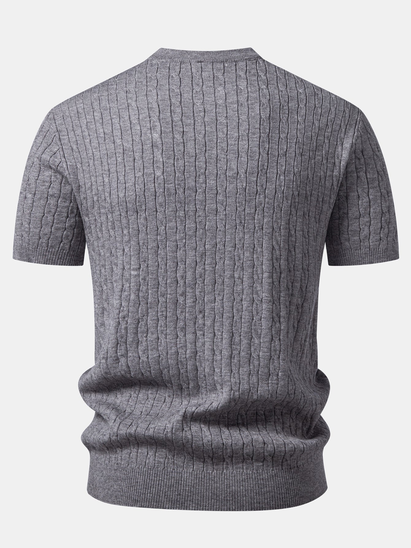 Twisted Jacquard Crew Collar Knit T-Shirt