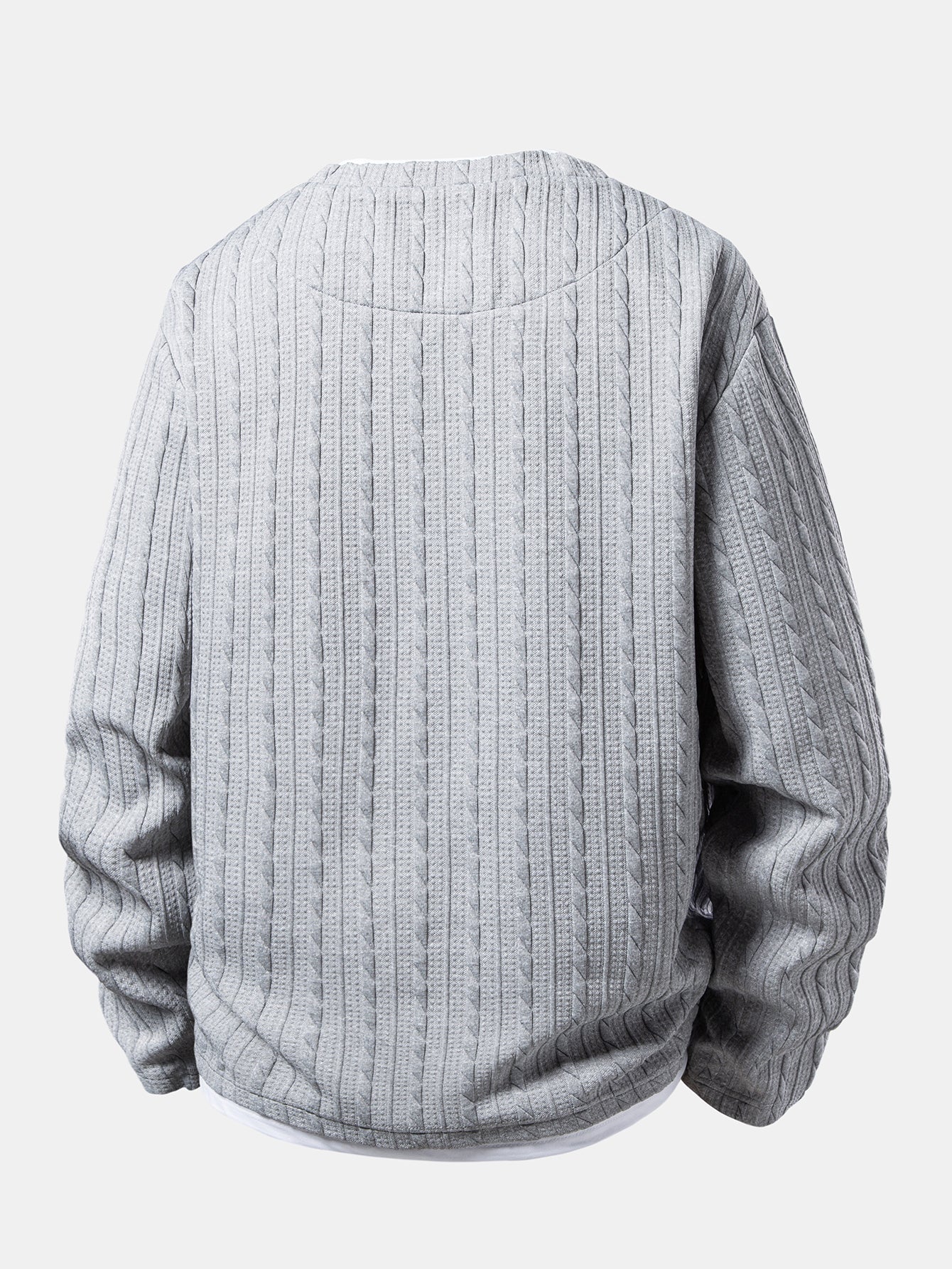 Relax Fit 2 In 1 Twisted Jacquard Notched Collar T-Shirt