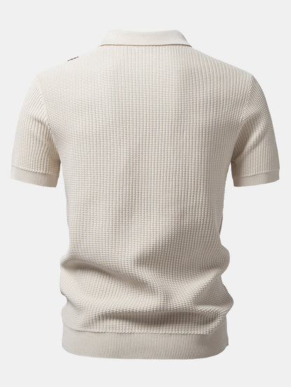 Stripe Johnny Collar Knit Polo