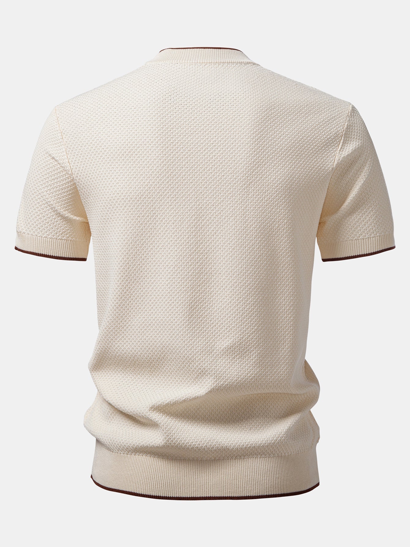 Contrast Trim Textured Knit T-Shirt