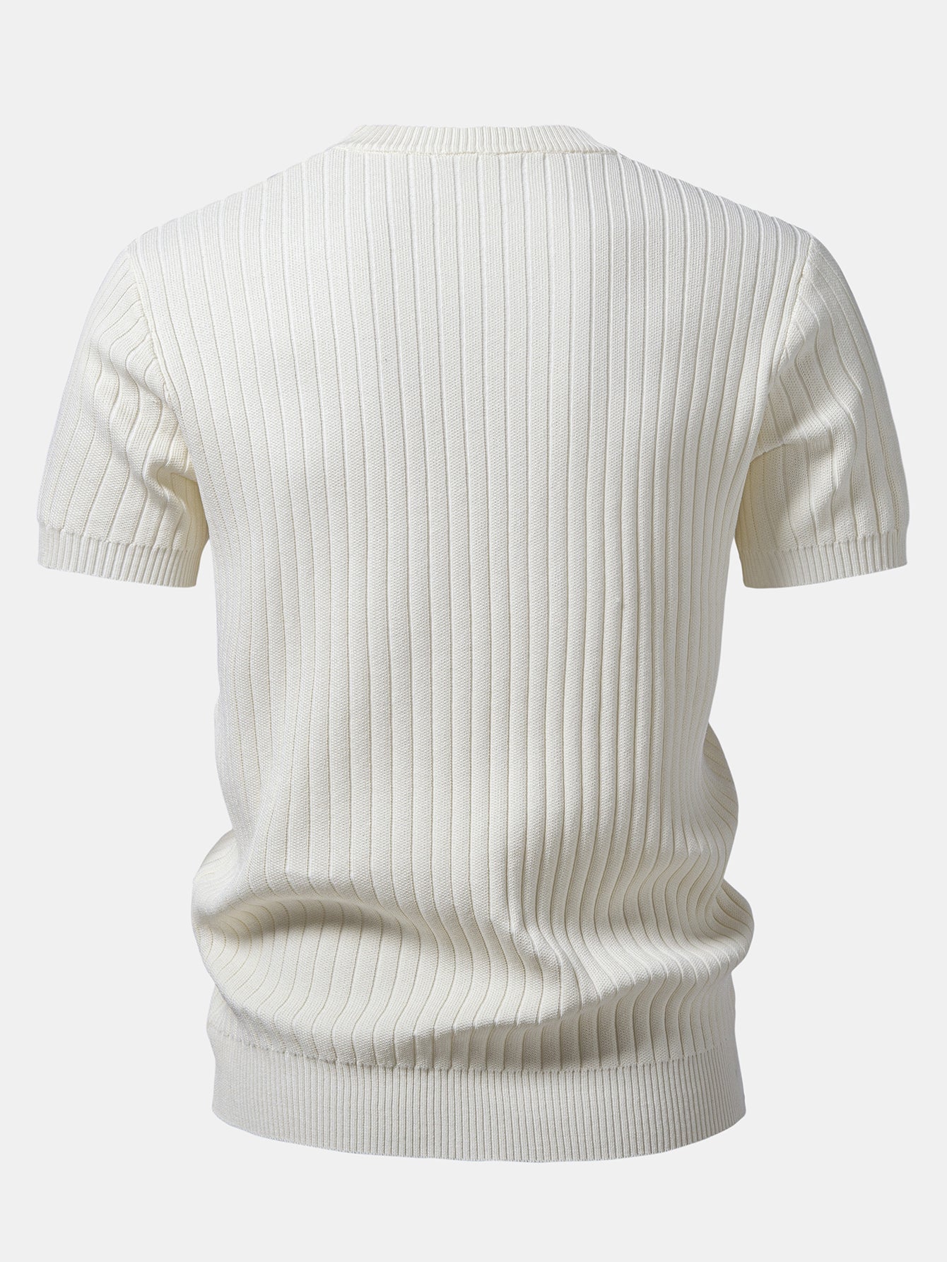 Ribbed Crew Neck Knit T-Shirt