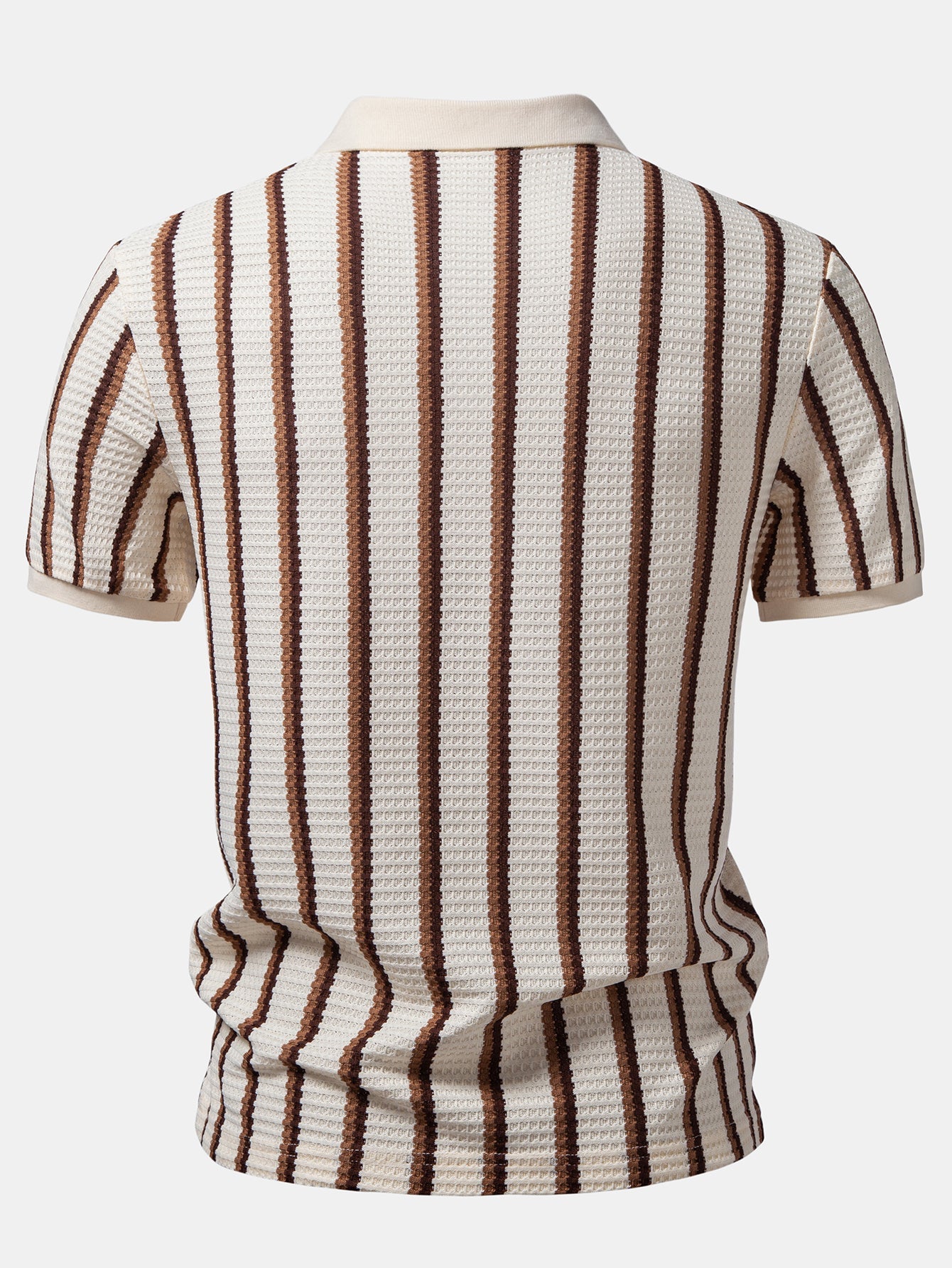 Waffle Stripe Johnny Collar Polo